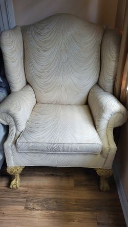 Beige On Beige Animal Print Wing Chair 