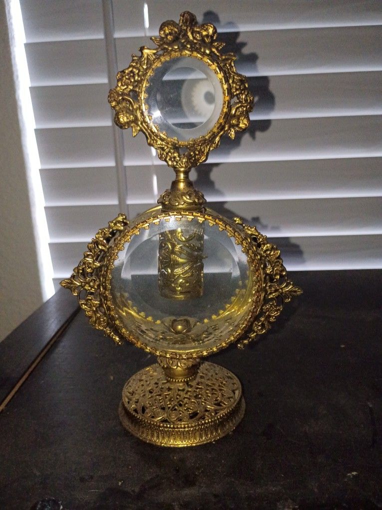 Vintage Perfume Bottle Ormolu Stylebuilt Style Matson Filagree Double Glass Gold