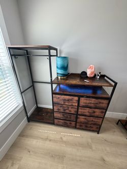 Closet rack with  dresser 8 drawers and 3 shelves light up and USB C / 120v ports