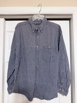 Ferruche Men’s Blue Plaid Button-Down Shirt - Size Large