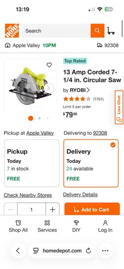 Ryobi 13 Amp 7-1/4 in. Circular Saw