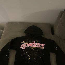 black and pink sp5der hoodie