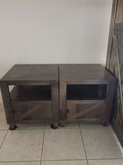 Rustic Wood Nightstands Set of 2