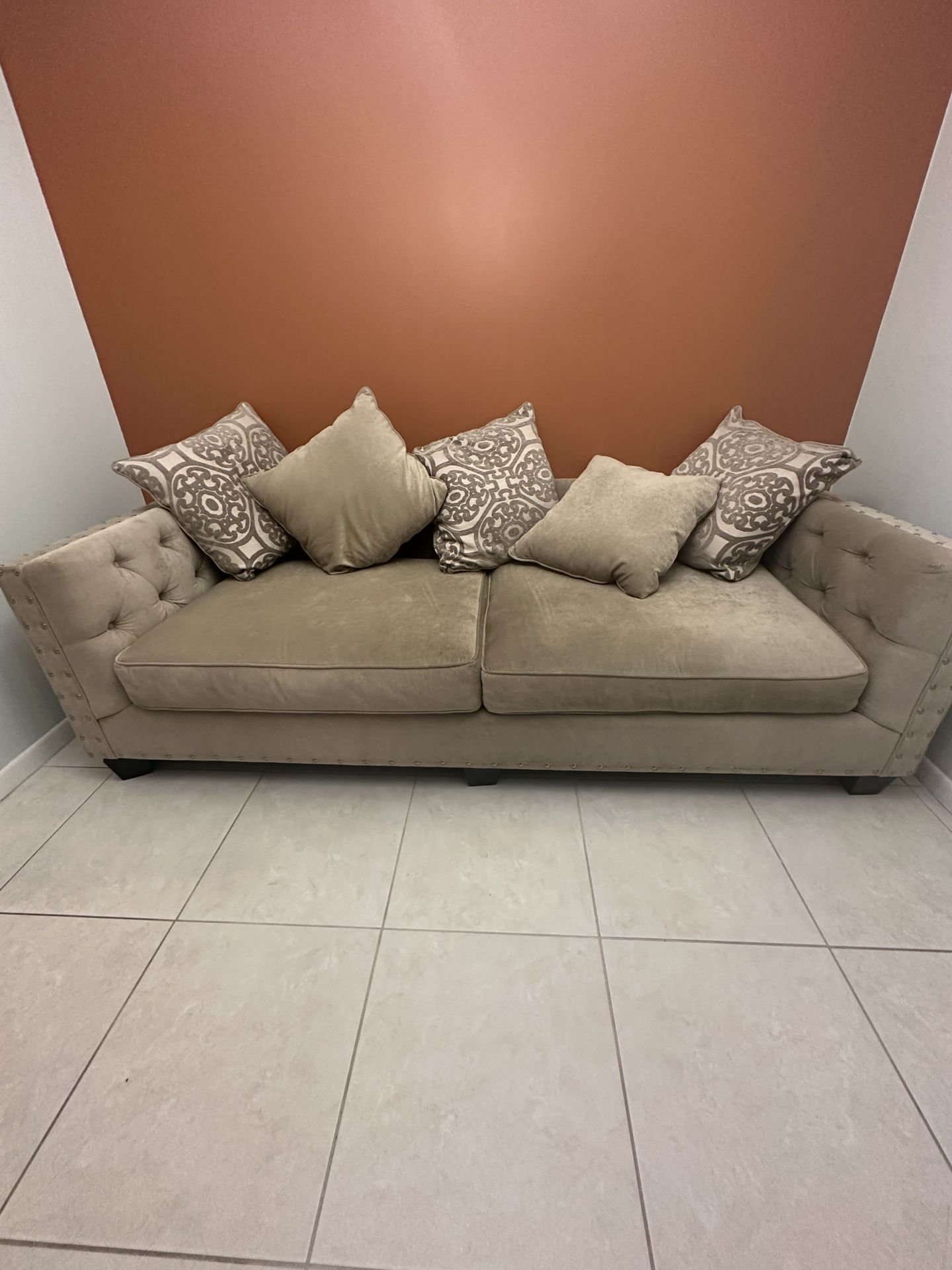 Tan Microfiber Couch