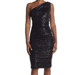 NWT Sequin One-Shoulder Dress Midi Nordstrom Love By Design Cocktail Party Gift