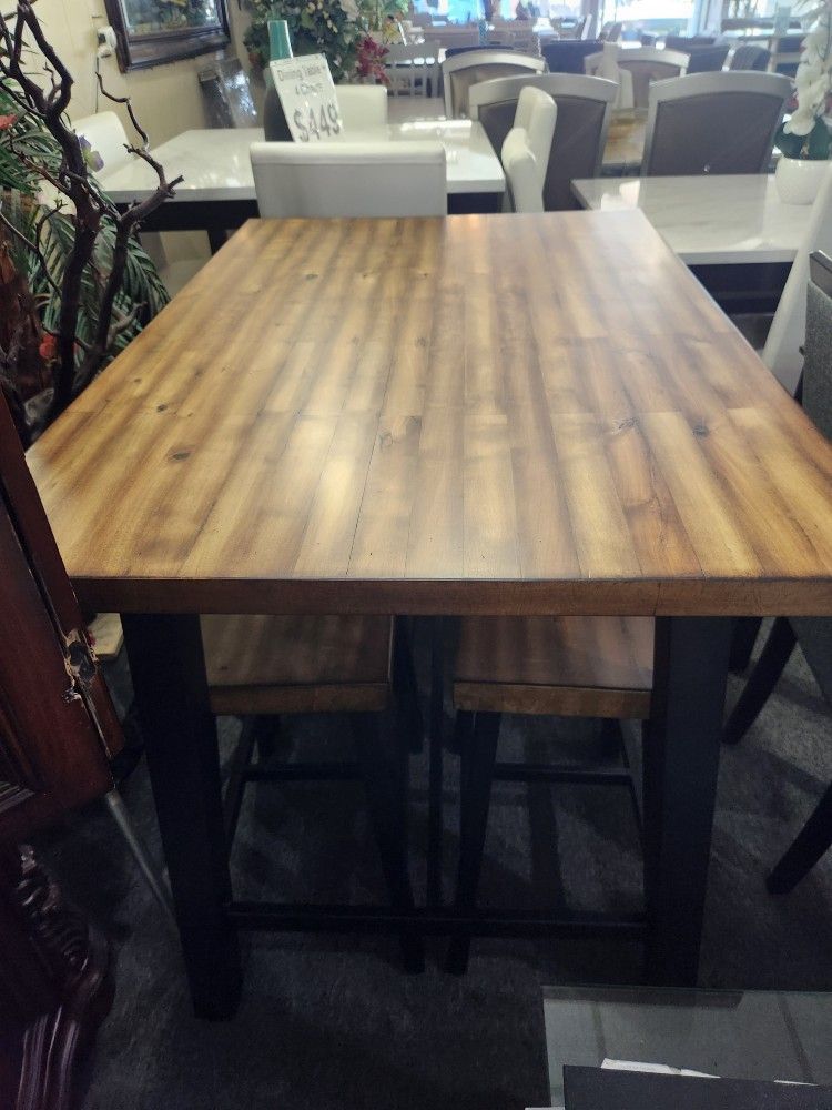Brand New Oak Finish Counter High Dining Table (