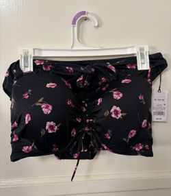 Black floral bikini bra top and bottoms underwear new with tags size 36 DD & XL