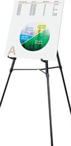 Easel includes pad retainer to hold flipcharts