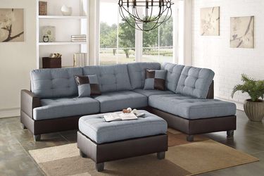 3 Piece Sectional Sofa with ottoman F6858
