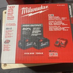 $175 Firm Milwaukee M18 High Output Starter Kit with Two 6.0 Ah Battery and Charger