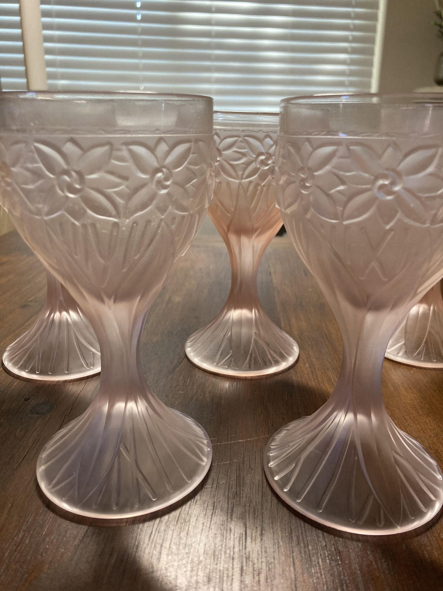6” Antique Light Rose Clear Goblets
