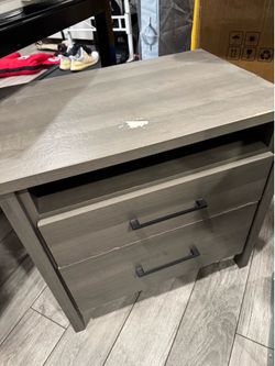 Grey 2 drawer nightstand