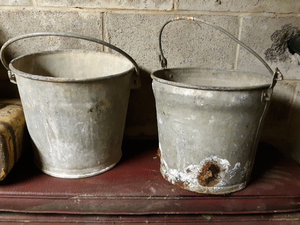 Galvanized buckets 2 5-gallon