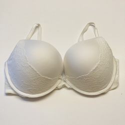 Victorias Secret Dream Angels Plunge Bra White Lace Thick Padded Underwire 38C