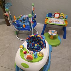 Baby Einstein Bouncer, Baby Trend Walker & Toddler V-Tech Play Station, Leap Frog Go Round *READ*