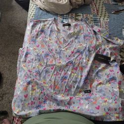 5xl Grey Poodle Scrub Shirt 