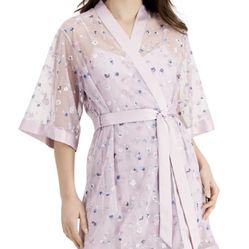 INC International Concepts Lily Sheer Embroidered Wrap Robe/size Large/NWT 
