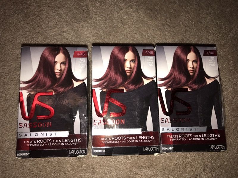 3 NEW boxes VS Sassoon dark red violet hair dye!