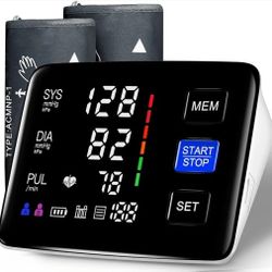 Blood Pressure Monitor, 9-17'' & 13-21'' Extra Large Blood Pressure Cuff Upper Arm, LED Color Backlit Screen Automatic Digital Blood Pressure Machine 
