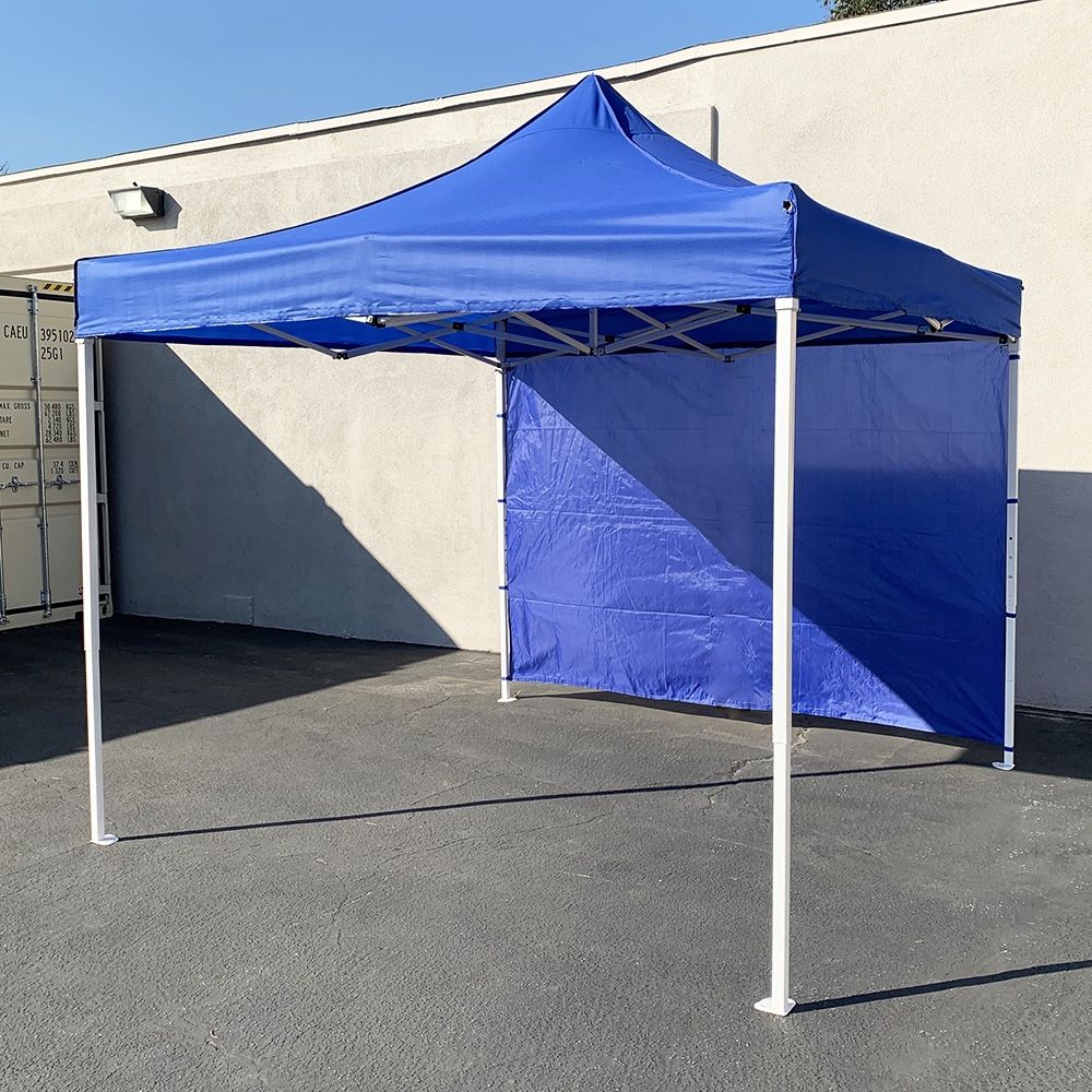 $110 (New) Heavy duty 10x10 ft canopy with (1 sidewall) outdoor ez popup party tent patio shelter w/ carry bag