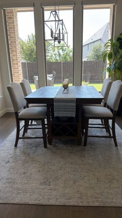 High top dining table with chairs and bench