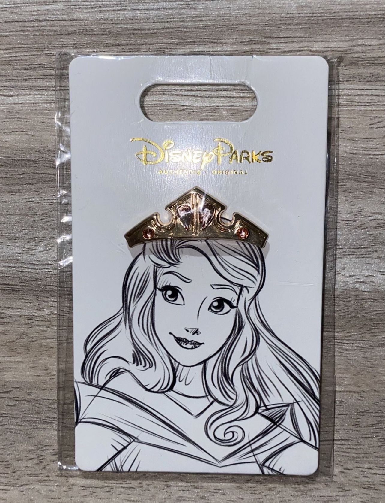 New Disney Parks Pin Aurora Sleeping Beauty Crown Gold Tiara Pink Jewels