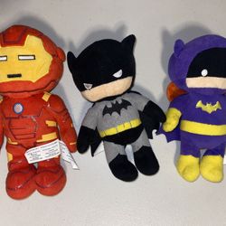 Batman, bad girl, Iron Man 9" Inch Plush $5 ALL