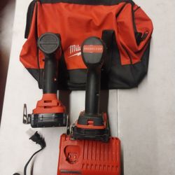 MILWAUKEE IMPACT DRIVER AND DRILL 18V LITHIUM BRUSHLESS WITH BATTERYS AND CHARGER 
