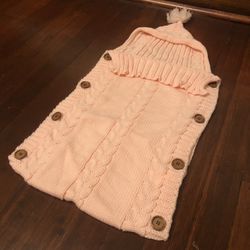 Knit Baby Swaddle with Wooden Buttons - Pink Swaddle For Infants