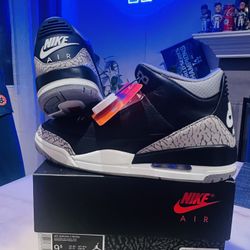 New DS Nike Air Jordan 3 Black Cement As 9.5
