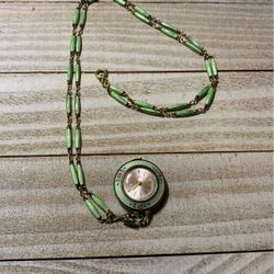 Art Deco Bucherer Necklace Watch Green Enamel (Gold Silver ? )
