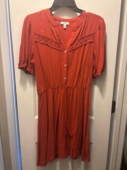 AUW Rust Orange Button-Front Mini Dress