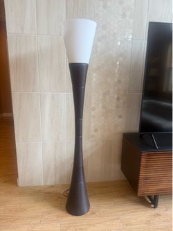 Brown Cylinder Fluted Floor Lamp