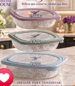 Set de 3 recipientes de cristal wildflowers princess house