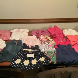 Girls Lot Of 16 Pieces 6 To 9 Months  Guess, Gap, Childrens Place , NFL Panthers , Osh Kosh Etc. Dresses , Light Weight Jackets , Sweater