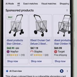 🔥 dbest Cruiser Cart Deluxe Folding Grocery Laundry Utility Shopping Cart Heavy Duty Silver Portable