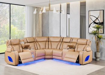 MODERN  SOFA SET POWER RECLINER W LED, B/T MASAGE, SPEAKERS, WIRELESS CHARGER!! ETC ETC!!👀