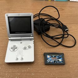Silver Nintendo Game Boy Advance SP + Charger + Yu-Gi-Oh!