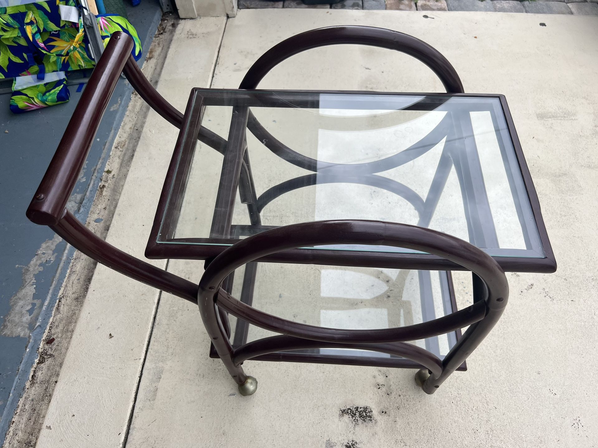 Vintage Rattan Bamboo Bar Cart MCM Mid Century Modern