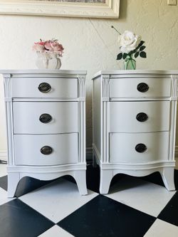 2  white nightstands bedside tables