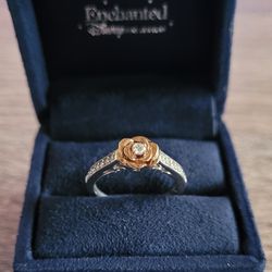 Enchanted Disney Belle  Round Cut Diamond Ring Size 7