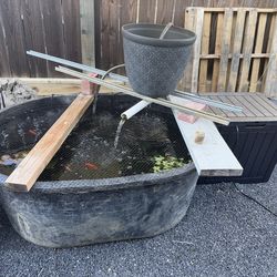 Outdoor horse trough pond