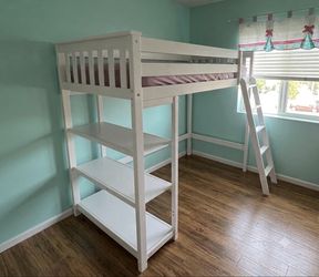 Kids Twin Loft Bed with Bookcase (NO desk)