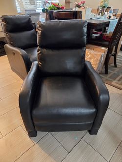 2 Black Electric Powered Recliners