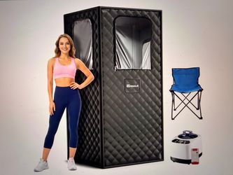 Brand new portable sauna with remote, steamer & chair