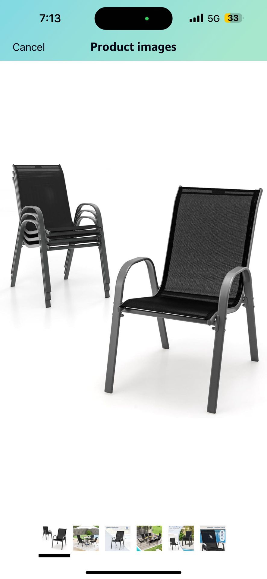 Patio Dining Chairs Set of 4, Stackable Outdoor Chairs with Armrests and Breathable Seat Fabric, Dining Chairs for Patio, Pool Side, Backyard