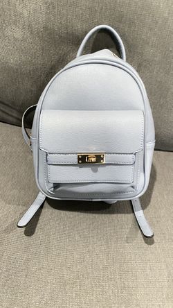 Blue Pleather Backpack Purse