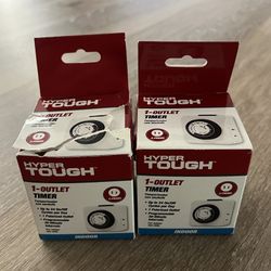 Lot of 2 Hyper Tough Indoor Timer 24-Hour Daily Use 1 Polarized Outlet Programmable  