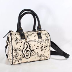 Rare Loungefly Music Note Handbag Purse – Neutral Cream & Black Loungefly