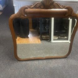 Antique Solid Wood Carved Mirror 